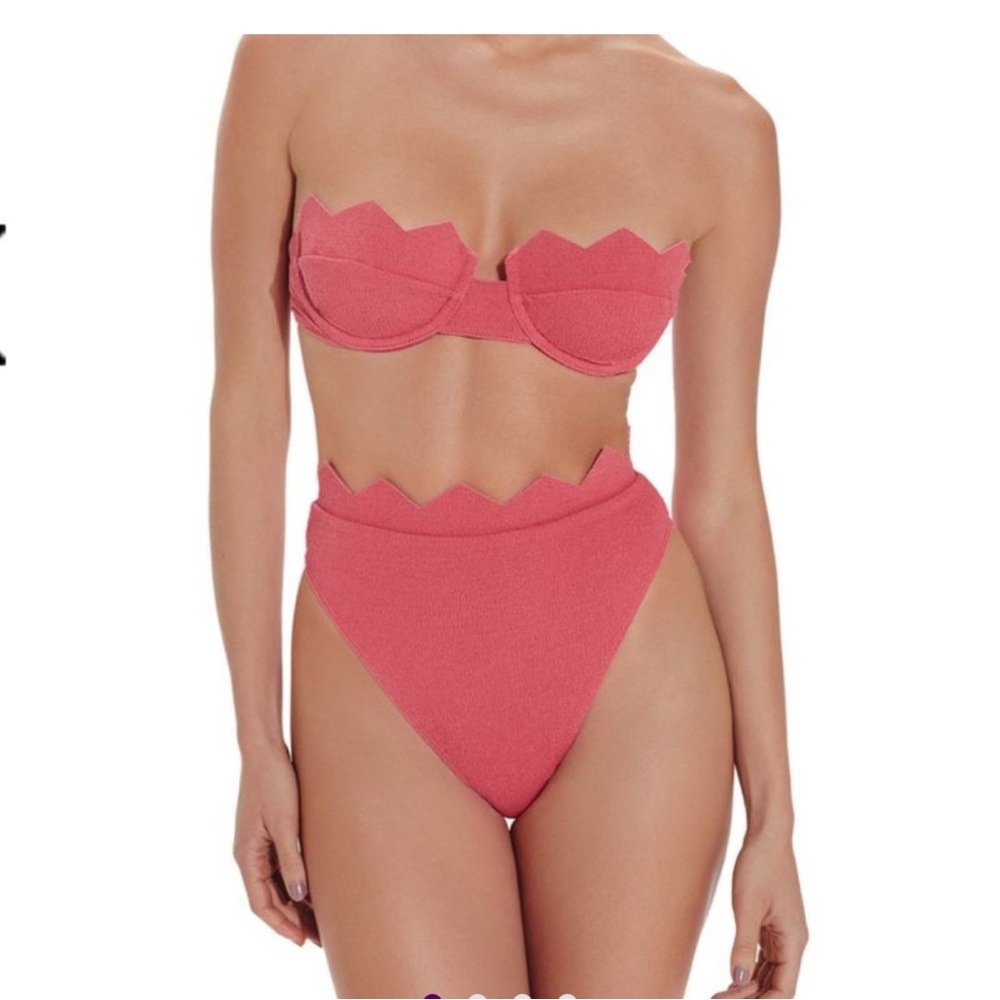 Paula Hermany Vix Bikini Set Imani Bandeau Top/Hi-Cut Bottom Pink NWT M/L $320